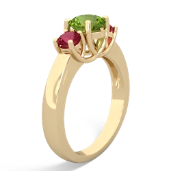 Peridot Three Stone Round Trellis 14K Yellow Gold ring R4018