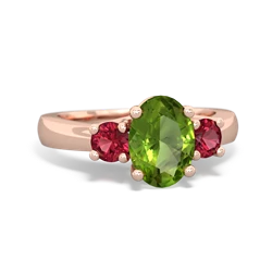 Peridot Three Stone Oval Trellis 14K Rose Gold ring R4024