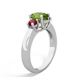 Peridot Three Stone Oval Trellis 14K White Gold ring R4024