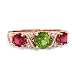 Peridot Hugs And Kisses 14K Rose Gold ring R5016