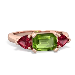 Peridot Three Stone 14K Rose Gold ring R5235