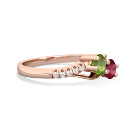 Peridot Infinity Pave Two Stone 14K Rose Gold ring R5285