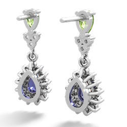 Peridot Halo Pear Dangle 14K White Gold earrings E1882