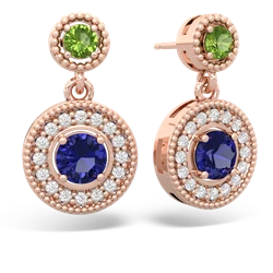 Peridot Halo Dangle 14K Rose Gold earrings E5319