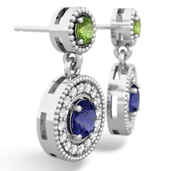 Peridot Halo Dangle 14K White Gold earrings E5319