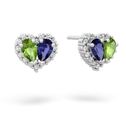Peridot Halo 14K White Gold earrings E7008