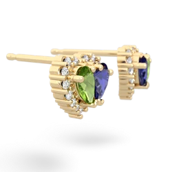 Peridot Halo 14K Yellow Gold earrings E7008