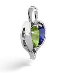 Peridot Two Become One 14K White Gold pendant P5330