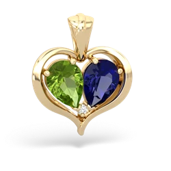 Peridot Two Become One 14K Yellow Gold pendant P5330