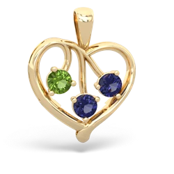 Peridot Glowing Heart 14K Yellow Gold pendant P2233