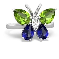 Peridot Butterfly 14K White Gold ring R2215