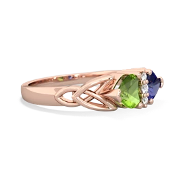 Peridot Celtic Knot Double Heart 14K Rose Gold ring R5040