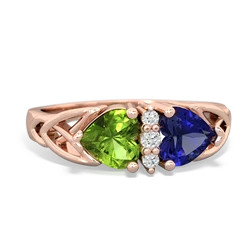 Peridot Celtic Knot Double Heart 14K Rose Gold ring R5040