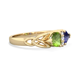 Peridot Celtic Knot Double Heart 14K Yellow Gold ring R5040