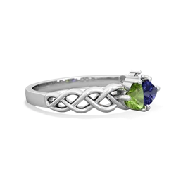 Peridot Heart To Heart Braid 14K White Gold ring R5870