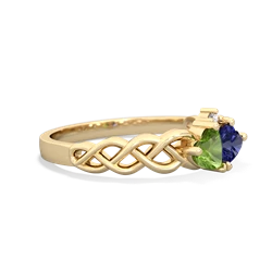 Peridot Heart To Heart Braid 14K Yellow Gold ring R5870