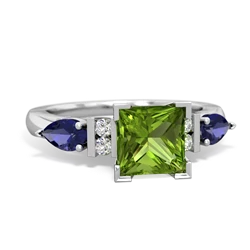 Peridot 6Mm Princess Eternal Embrace Engagement 14K White Gold ring C2002