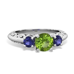 Peridot Art Deco Eternal Embrace Engagement 14K White Gold ring C2003