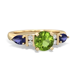 Peridot 6Mm Round Eternal Embrace Engagement 14K Yellow Gold ring R2005