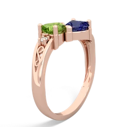 Peridot Snuggling Hearts 14K Rose Gold ring R2178