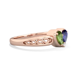 Peridot Filligree 'One Heart' 14K Rose Gold ring R5070