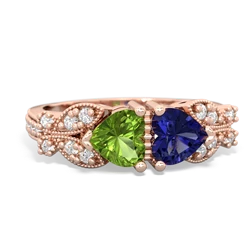 Peridot Diamond Butterflies 14K Rose Gold ring R5601