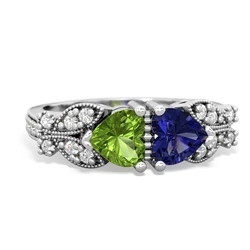 Peridot Diamond Butterflies 14K White Gold ring R5601