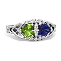 Peridot Sparkling Celtic Knot 14K White Gold ring R2645