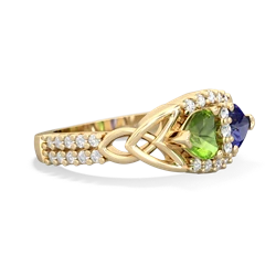 Peridot Sparkling Celtic Knot 14K Yellow Gold ring R2645