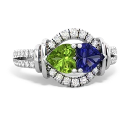 Peridot Art-Deco Keepsake 14K White Gold ring R5630