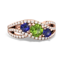 Peridot Three Stone Aurora 14K Rose Gold ring R3080