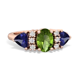 Peridot Antique Style Three Stone 14K Rose Gold ring R2186