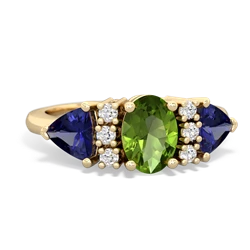 Peridot Antique Style Three Stone 14K Yellow Gold ring R2186