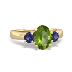 Peridot Three Stone Oval Trellis 14K Yellow Gold ring R4024