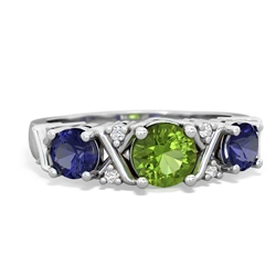 Peridot Hugs And Kisses 14K White Gold ring R5016