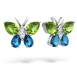 Peridot Butterfly 14K White Gold earrings E2215