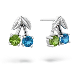 Peridot Sweet Cherries 14K White Gold earrings E7001