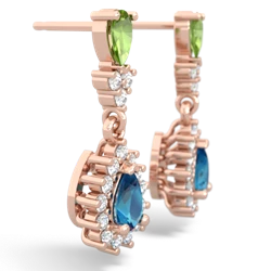 Peridot Halo Pear Dangle 14K Rose Gold earrings E1882