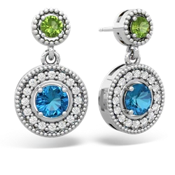 Peridot Halo Dangle 14K White Gold earrings E5319