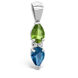 Peridot Bowtie Drop 14K White Gold pendant P0865