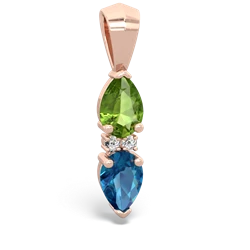 Peridot Bowtie Drop 14K Rose Gold pendant P0865