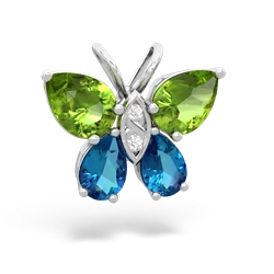 Peridot Butterfly 14K White Gold pendant P2215