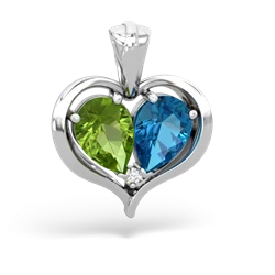 Peridot Two Become One 14K White Gold pendant P5330