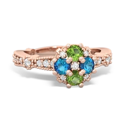 Peridot Sparkling Tiara Cluster 14K Rose Gold ring R26293RD