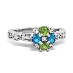 Peridot Sparkling Tiara Cluster 14K White Gold ring R26293RD