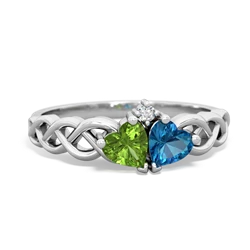 Peridot Heart To Heart Braid 14K White Gold ring R5870