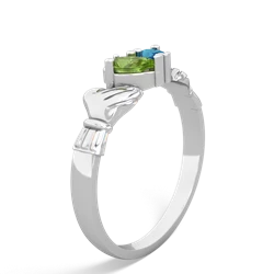 Peridot 'Our Heart' Claddagh 14K White Gold ring R2388