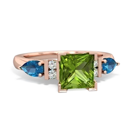 Peridot 6Mm Princess Eternal Embrace Engagement 14K Rose Gold ring C2002