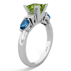 Peridot 6Mm Princess Eternal Embrace Engagement 14K White Gold ring C2002