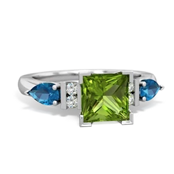 Peridot 6Mm Princess Eternal Embrace Engagement 14K White Gold ring C2002